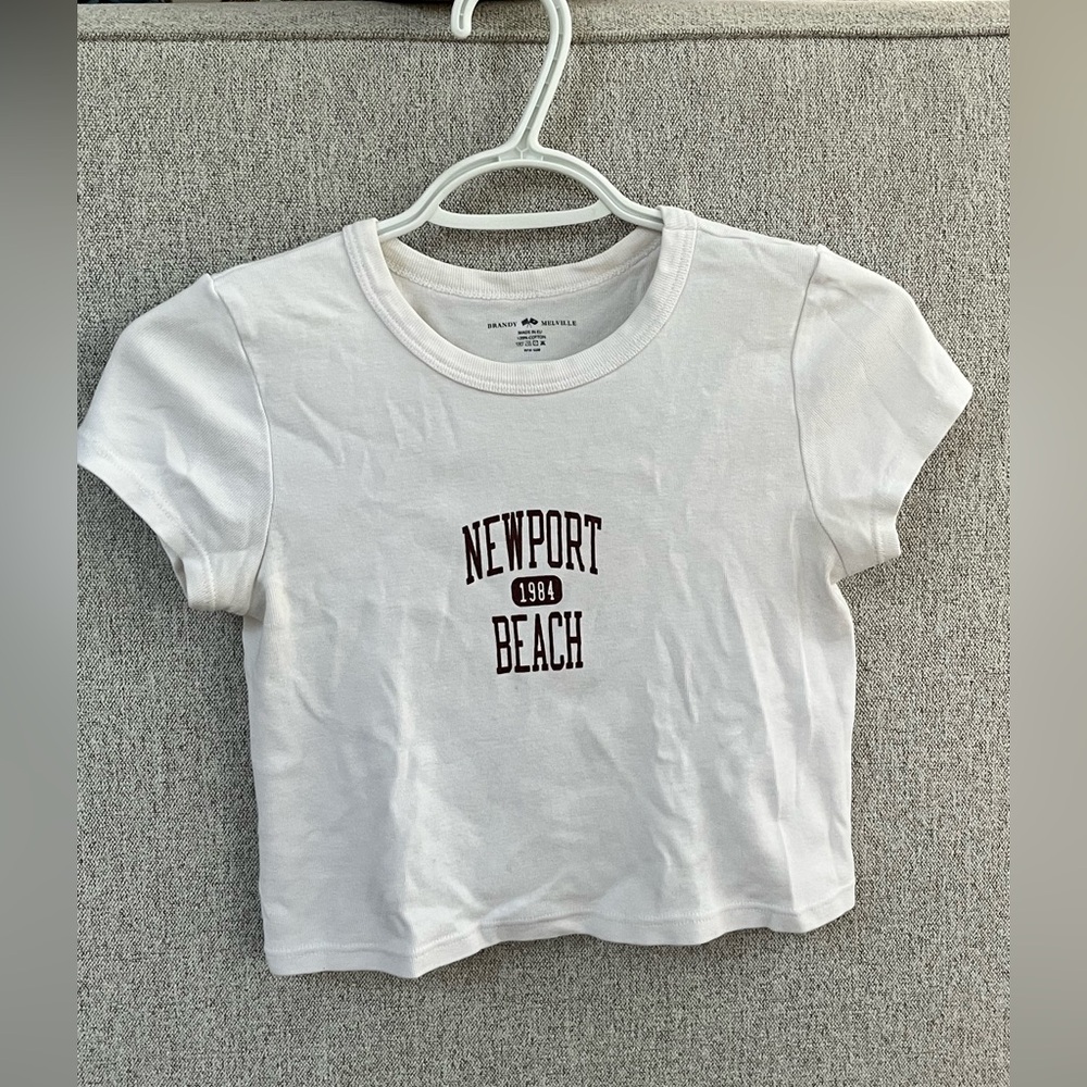 Brandy Melville White Newport Beach Tee